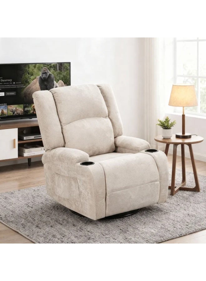 UNIKSAR Ultra-Luxury Recliner Chair with Dual Cup Holders, Side Pockets & 360° Swivel | Premium Ergonomic Reclining Armchair with Adjustable Backrest & Footrest | Soft Fabric Upholstery for Living Room, Office & Home Theater - Image 5